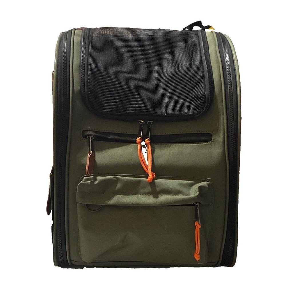 Top Paw All-Day Backpack Pet Carrier Dog Cat 25 lb Olive Green Travel Hiking